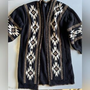Driftwood Women’s XL Black Aztec Southwestern Knit Open Front Cardigan Sweater